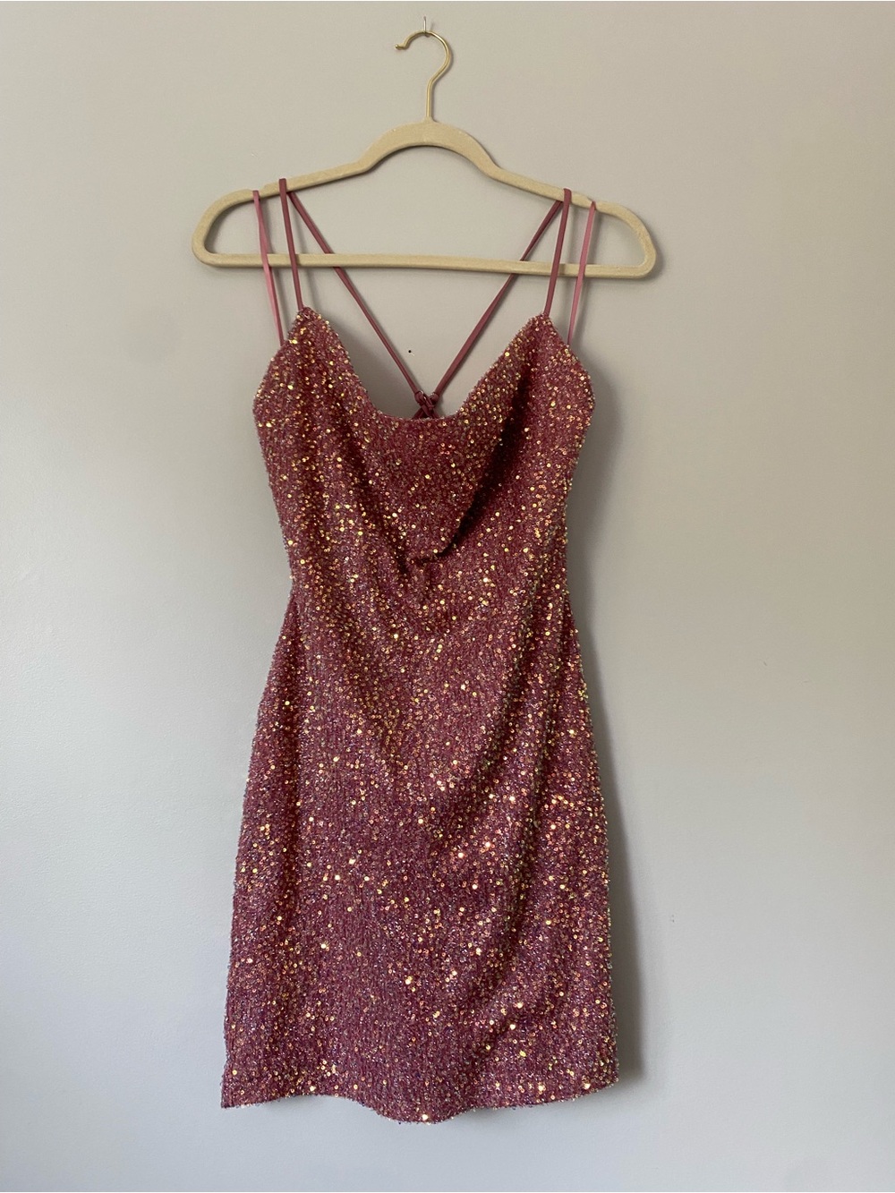 Lovesome rose sequin mini dress in size L